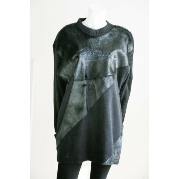 Vintage Davoucci Knit Cow Skin Patchwork Long Sleeve Pullover L - Picture 3 of 12